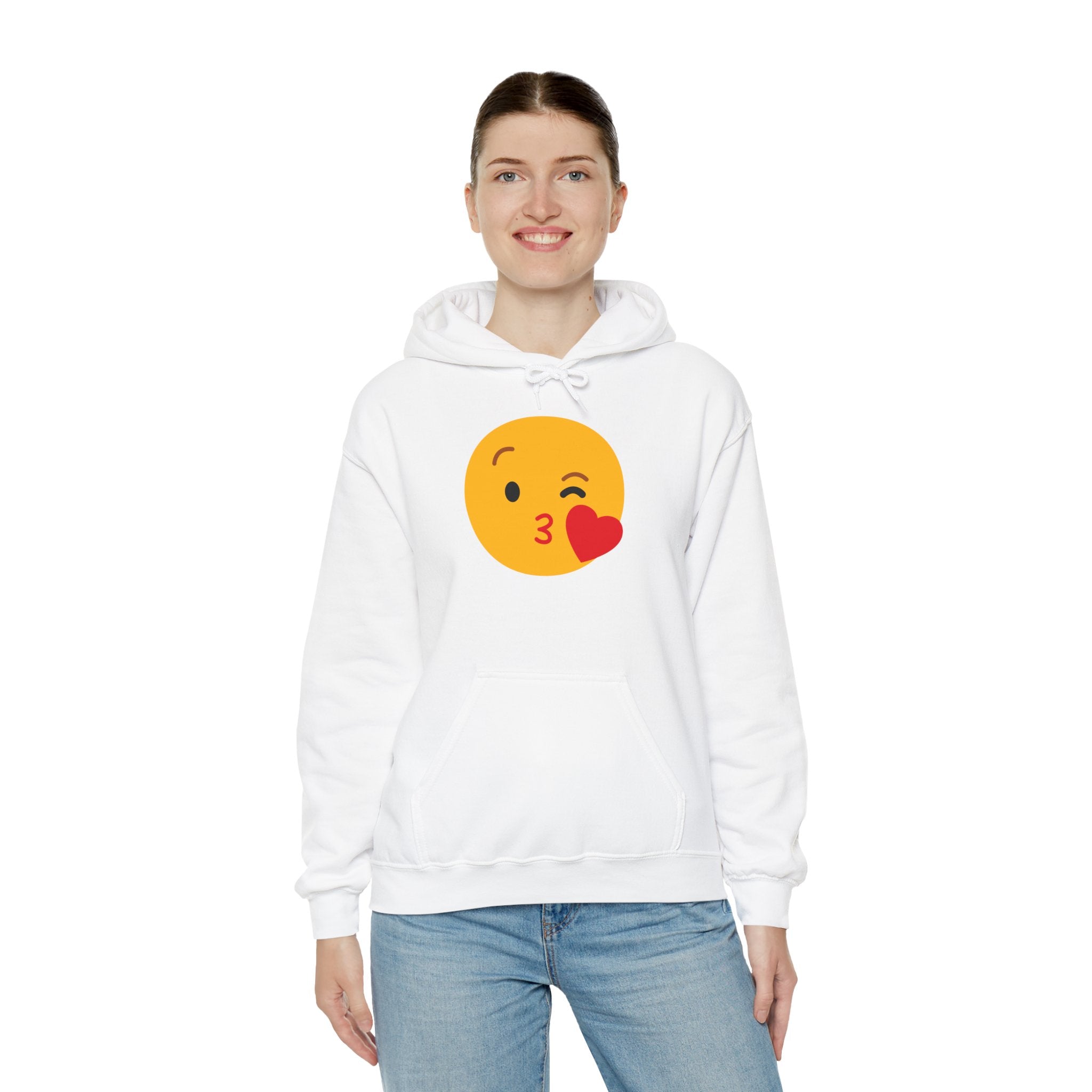 Kiss Emoji Hooded Sweatshirt | Unisex Heavy Blend™